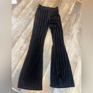 Forever 21 black velvet feel size small pants textured stripe wide bottom